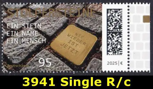 BUND 2025 Michel-# 3941 postfrisch EINZELMARKE RAND rechts (c)