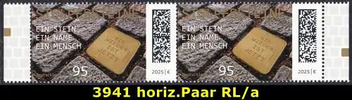 BUND 2025 Michel-# 3941 postfrisch horiz.PAAR RÄNDER rechts/links (a)