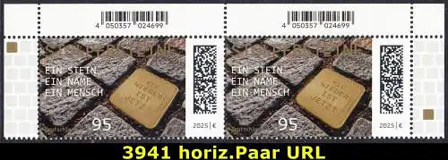 BUND 2025 Michel-# 3941 postfrisch horiz.PAAR ECKRÄNDER oben rechts/oben links 
