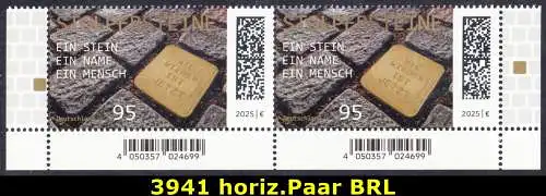 BUND 2025 Michel-# 3941 postfrisch horiz.PAAR ECKRÄNDER unten rechts/unten links 