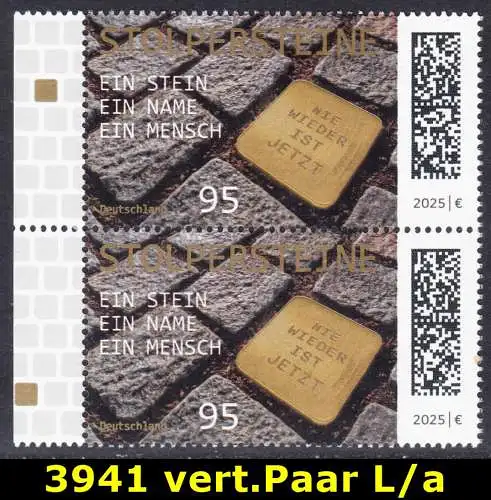 BUND 2025 Michel-# 3941 postfrisch vert.PAAR RÄNDER links (a)