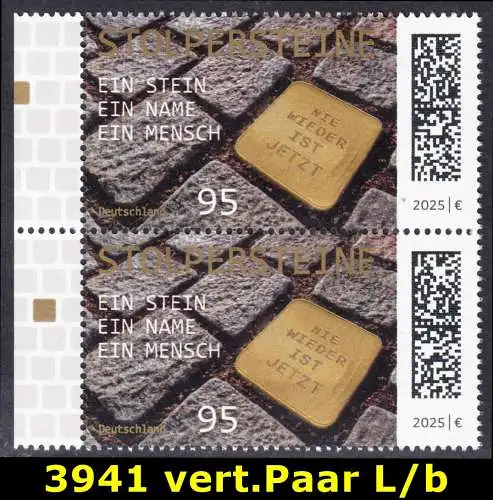 BUND 2025 Michel-# 3941 postfrisch vert.PAAR RÄNDER links (b)