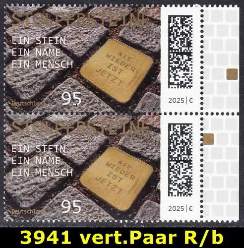 BUND 2025 Michel-# 3941 postfrisch vert.PAAR RÄNDER rechts (b)