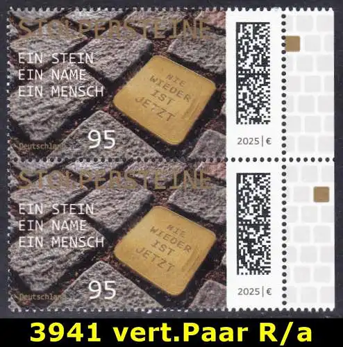 BUND 2025 Michel-# 3941 postfrisch vert.PAAR RÄNDER rechts (a)