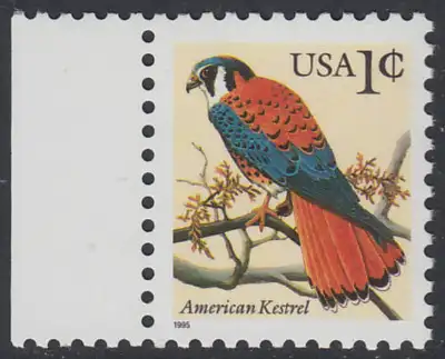 USA Michel 2559 / Scott 2477 postfrisch EINZELMARKE RAND links - Tiere: Buntfalke