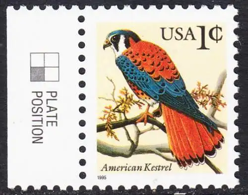 USA Michel 2559 / Scott 2477 postfrisch EINZELMARKE RAND links (a2) - Tiere: Buntfalke