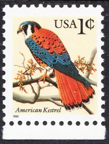 USA Michel 2559 / Scott 2477 postfrisch EINZELMARKE RAND unten - Tiere: Buntfalke