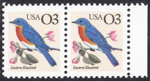 USA Michel 2150 / Scott 2478 postfrisch horiz.PAAR RAND rechts - Tiere: Rotkehl-Hüttensänger