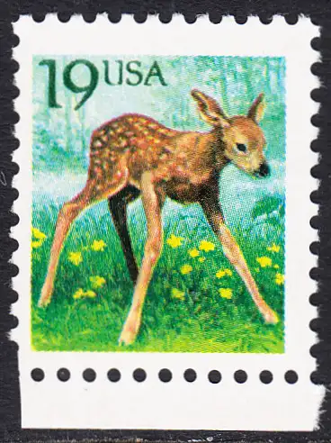 USA Michel 2122 / Scott 2479 postfrisch EINZELMARKE RAND unten (a1)- Tiere: Rehkitz