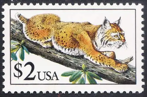 USA Michel 2092 / Scott 2482 postfrisch (Gumm.besch.) EINZELMARKE - Tiere: Rotluchs