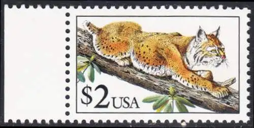 USA Michel 2092 / Scott 2482 postfrisch EINZELMARKE RAND links (a1) - Tiere: Rotluchs