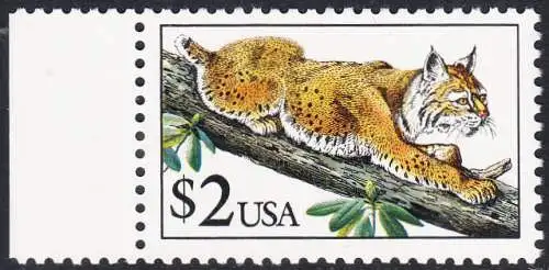 USA Michel 2092 / Scott 2482 postfrisch EINZELMARKE RAND links (a2) - Tiere: Rotluchs