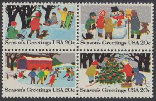 USA Michel 1607-1610 / Scott 2027-2030 postfrisch BLOCK  - Weihnachten