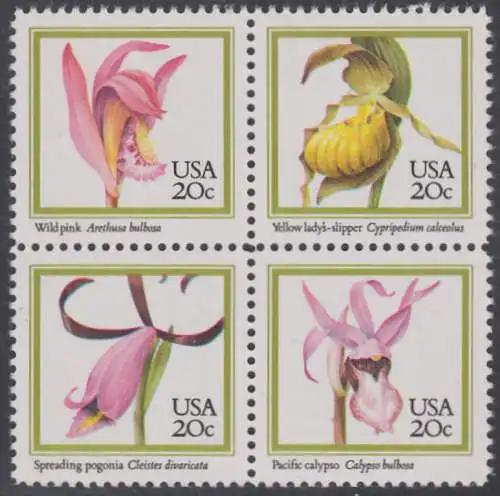 USA Michel 1683-1686 / Scott 2076-2079 postfrisch BLOCK - Orchideen