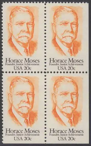 USA Michel 1704 / Scott 2095 postfrisch BLOCK RÄNDER (rechts/unten ungezähnt) - Horace A. Moses, Industrieller und Philanthrop