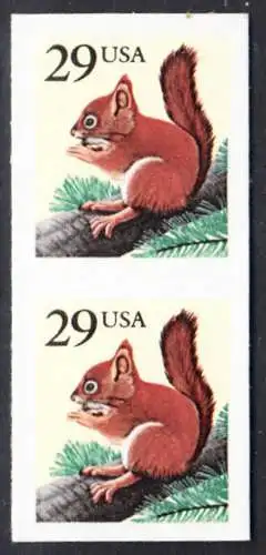 USA Michel 2385 / Scott 2489 postfrisch vert.PAAR (a1) - Tiere: Eichhörnchen 