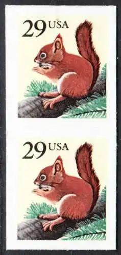 USA Michel 2385 / Scott 2489 postfrisch vert.PAAR (a2) - Tiere: Eichhörnchen 