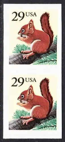 USA Michel 2385 / Scott 2489 postfrisch vert.PAAR (a3) - Tiere: Eichhörnchen 