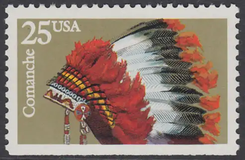 USA Michel 2100 / Scott 2503 postfrisch (Gumm.beeeintr.) EINZELMARKE (aus Markenheft) - Indianer-Kopfschmuck