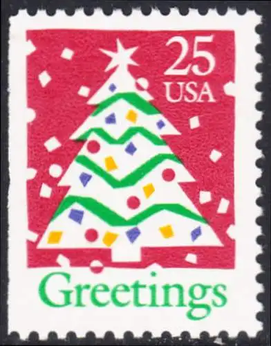 USA Michel 2115D / Scott 2516a postfrisch EINZELMARKE (links ungezähnt) - Weihnachten: Weihnachtsbaum