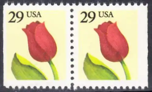 USA Michel 2125D / Scott 2527 postfrisch horiz.PAAR (rechts & links ungezähnt / a1) - Tulpe