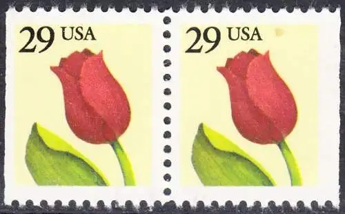 USA Michel 2125D / Scott 2527 postfrisch horiz.PAAR (rechts & links ungezähnt / a2) - Tulpe