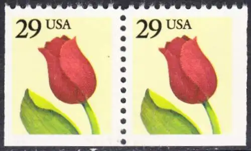 USA Michel 2125D / Scott 2527 postfrisch horiz.PAAR (rechts/unten/links ungezähnt) - Tulpe