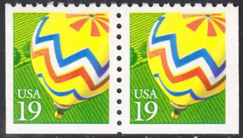 USA Michel 2134 / Scott 2530 postfrisch horiz.PAAR (rechts/unten/links ungezähnt) - Heißluftballon über Feldern