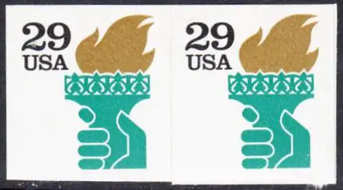 USA Michel 2152 / Scott 2531A postfrisch horiz.PAAR (a2) - Fackel der Freiheitsstatue, New York