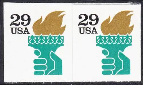USA Michel 2152 / Scott 2531A postfrisch horiz.PAAR (a3) - Fackel der Freiheitsstatue, New York