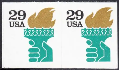 USA Michel 2152 / Scott 2531A postfrisch horiz.PAAR (a4) - Fackel der Freiheitsstatue, New York