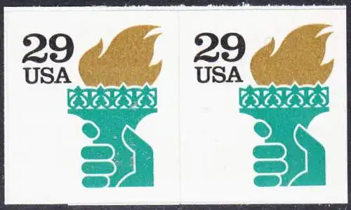 USA Michel 2152 / Scott 2531A postfrisch horiz.PAAR (a5) - Fackel der Freiheitsstatue, New York
