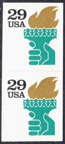 USA Michel 2152 / Scott 2531A postfrisch vert.PAAR (a2) - Fackel der Freiheitsstatue, New York