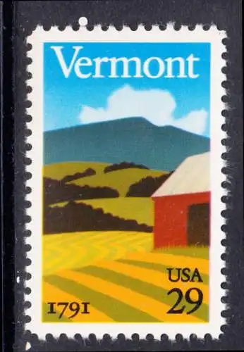USA Michel 2121 / Scott 2533 postfrisch EINZELMARKE - 200 Jahre Staat Vermont: Landschaft in Vermont