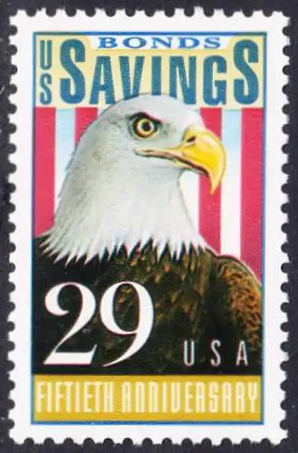 USA Michel 2131 / Scott 2534 postfrisch EINZELMARKE (a2) - 50 Jahre Amerikanische Bundesobligationen: Weißkopfseeadler, Flagge