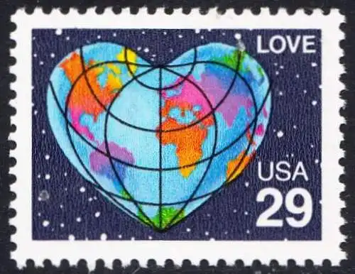 USA Michel 2132 / Scott 2535 postfrisch EINZELMARKE - Grußmarke: Herzförmige Erdkarte