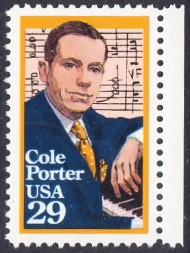 USA Michel 2146 / Scott 2550 postfrisch EINZELMARKE RAND links - 100. Geburtstag von Cole Porter  (1891-1964), Komponist
