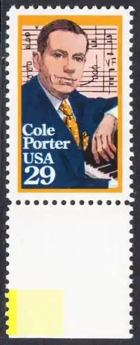 USA Michel 2146 / Scott 2550 postfrisch EINZELMARKE RAND unten - 100. Geburtstag von Cole Porter  (1891-1964), Komponist