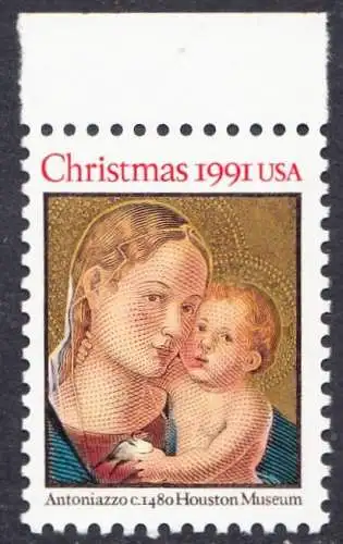 USA Michel 2194 / Scott 2578 postfrisch EINZELMARKE RAND oben (a1) - Weihnachten: Madonna mit Kind