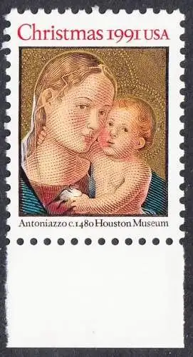 USA Michel 2194 / Scott 2578 postfrisch EINZELMARKE RAND unten (a2) - Weihnachten: Madonna mit Kind