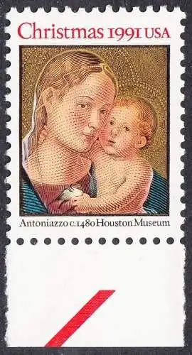 USA Michel 2194 / Scott 2578 postfrisch EINZELMARKE RAND unten (a3) - Weihnachten: Madonna mit Kind