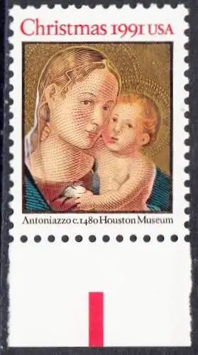 USA Michel 2194 / Scott 2578 postfrisch EINZELMARKE RAND unten (a4) - Weihnachten: Madonna mit Kind
