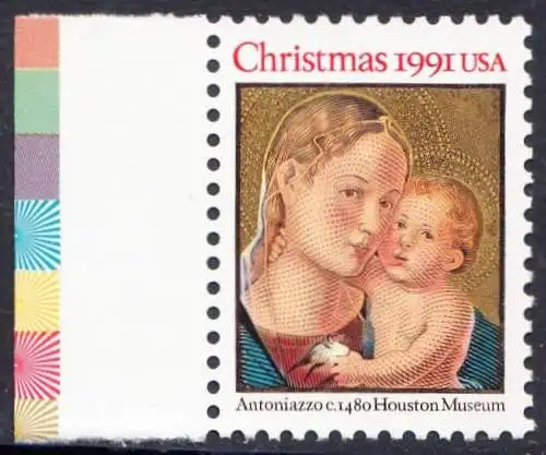 USA Michel 2194 / Scott 2578 postfrisch EINZELMARKE RAND links - Weihnachten: Madonna mit Kind