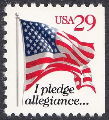 USA Michel 2345D / Scott 2594 postfrisch EINZELMARKE (aus MH / rechts ungezähnt) - Flagge, Textanfang des Treuegelöbnisses