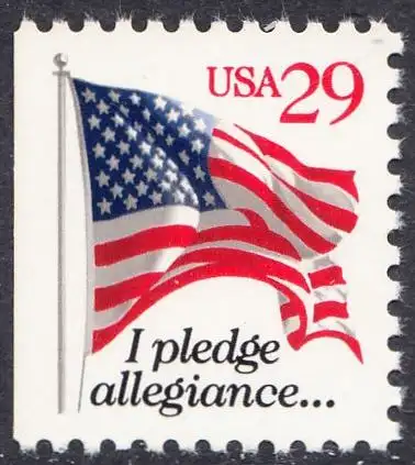 USA Michel 2345D / Scott 2594 postfrisch EINZELMARKE (aus MH / links ungezähnt) - Flagge, Textanfang des Treuegelöbnisses