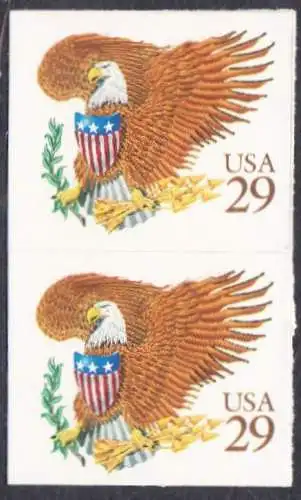 USA Michel 2321 / Scott 2595 postfrisch vert.PAAR (a1) - Wappenadler; Adler mit Wappenschild (Cent in gold)