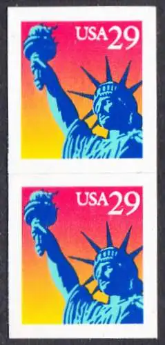USA Michel 2471 / Scott 2599 postfrisch vert.PAAR (a2) - Freiheitsstatue, New York