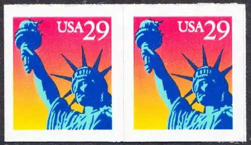 USA Michel 2471 / Scott 2599 postfrisch horiz.PAAR (a2) - Freiheitsstatue, New York