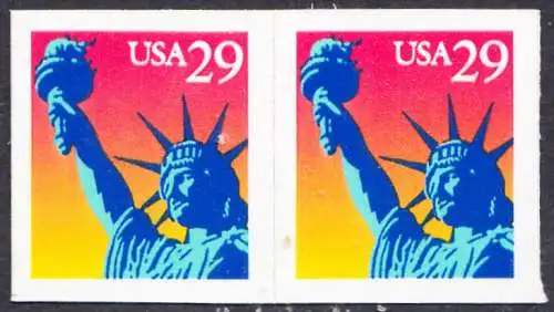 USA Michel 2471 / Scott 2599 postfrisch horiz.PAAR (a3) - Freiheitsstatue, New York