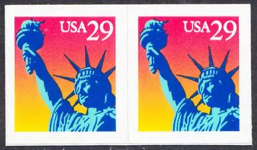 USA Michel 2471 / Scott 2599 postfrisch horiz.PAAR (a4) - Freiheitsstatue, New York